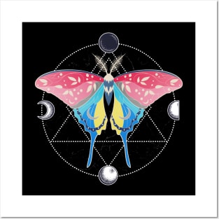 Genderflux Luna Moth LGBT Pride Flag Posters and Art